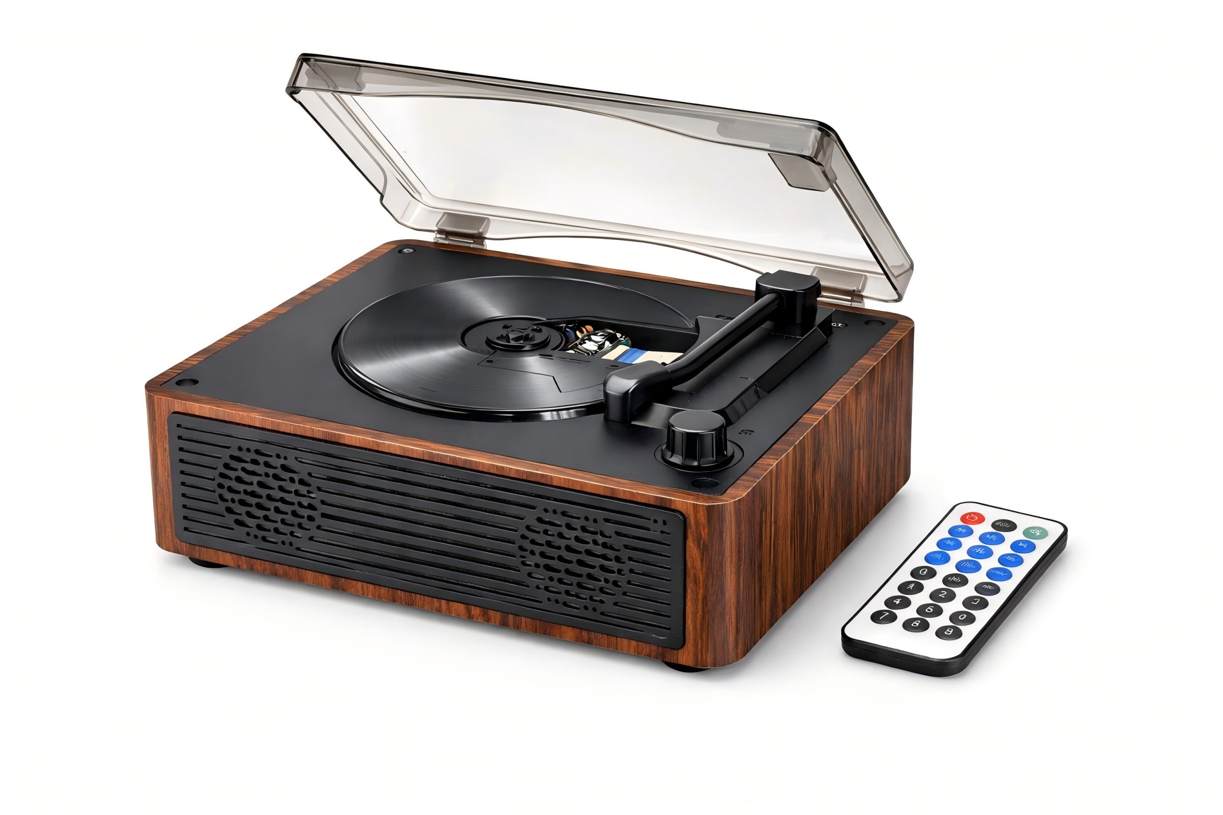 QMYAN Retro Bluetooth 5.3 CD Player - Walnut Wood Desktop Music Player with Built-in Speakers, Portable Rechargeable 6-8H Battery, Vintage Home Decor & Gift